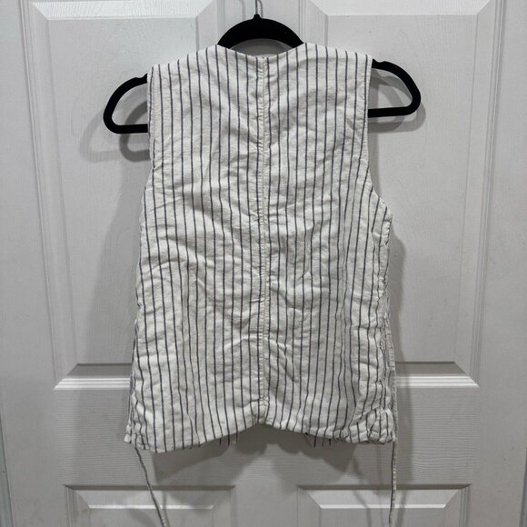 Women’s The A&F Mara Linen-Blend Button-Through Vest Medium M Striped - Picture 8 of 8